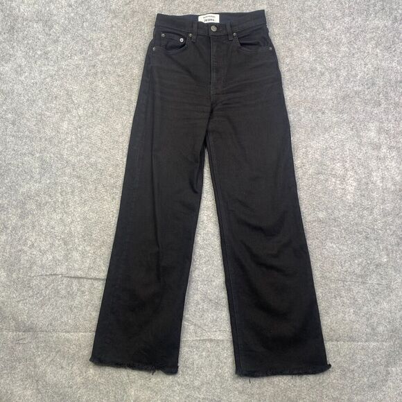 REFORMATION Stretch Flood Denim Jeans High Rise in Black Size 24 - Picture 1 of 13